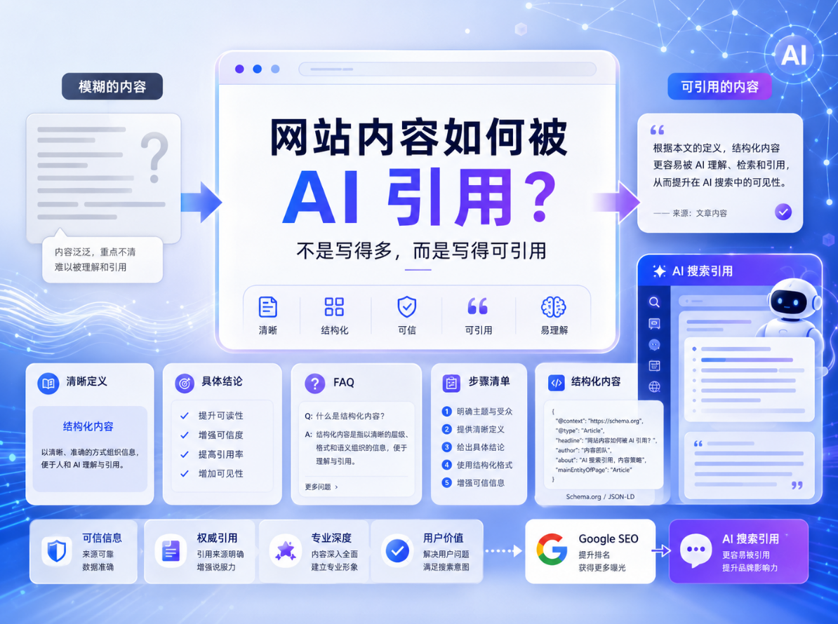 网站内容如何被 AI 引用？关键不是写得多，而是写得清楚、具体、可信