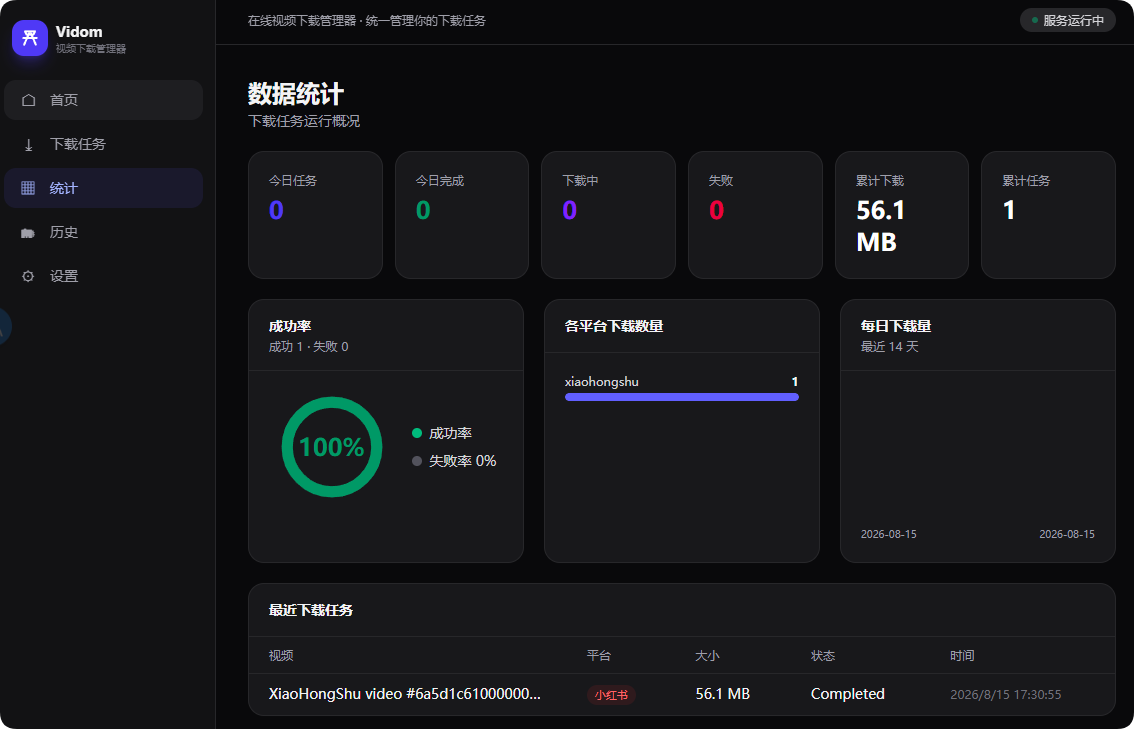 视频下载管理器:支持 B站、YouTube 与 TikTok、小红书等 的自部署工具