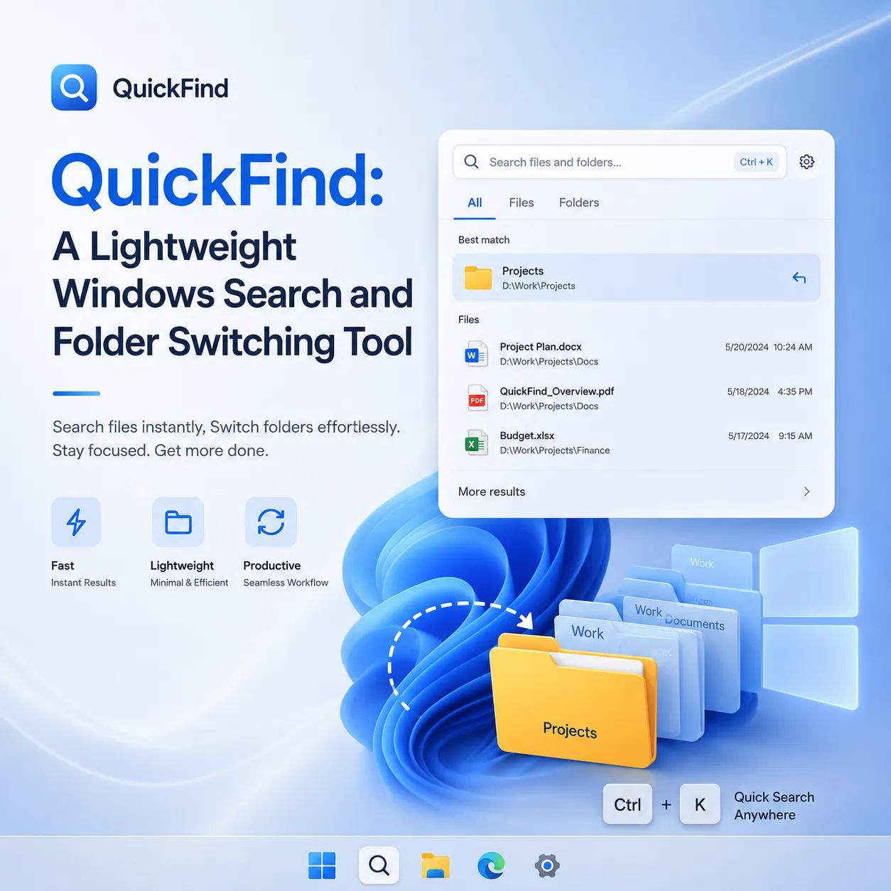 QuickFind: A Lightweight Windows Search and Folder Switching Tool