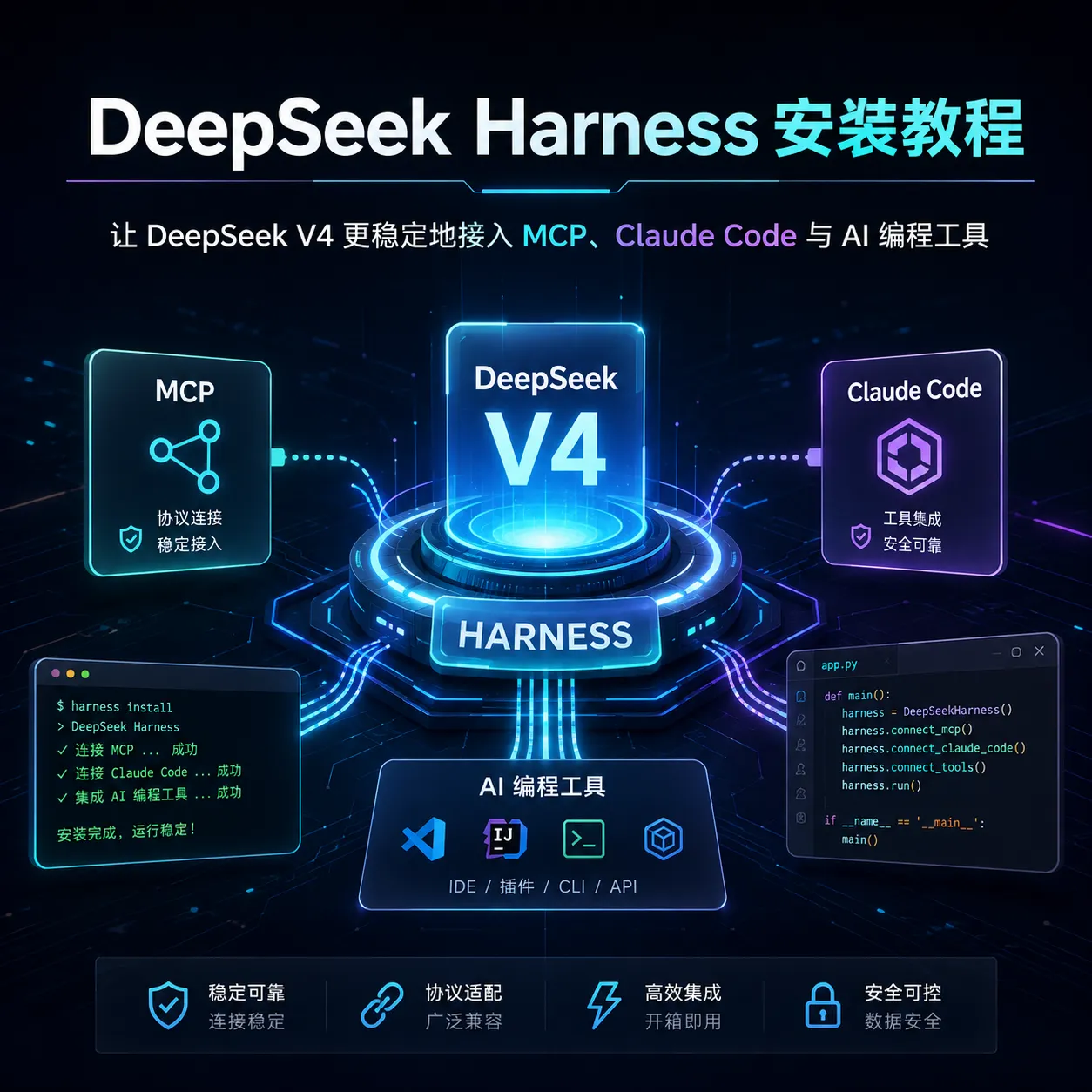 DeepSeek Harness 安装教程：让 DeepSeek V4 更稳定地接入 MCP、Claude Code 与 AI 编程工具